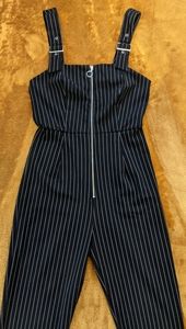 Zip-up Pinstripe Jumpsuit